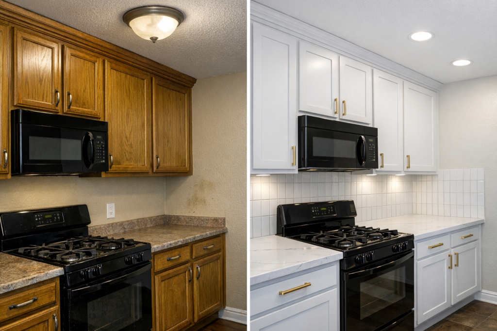 Specialty Tile Services kitchen backsplash installation ennis tx before after