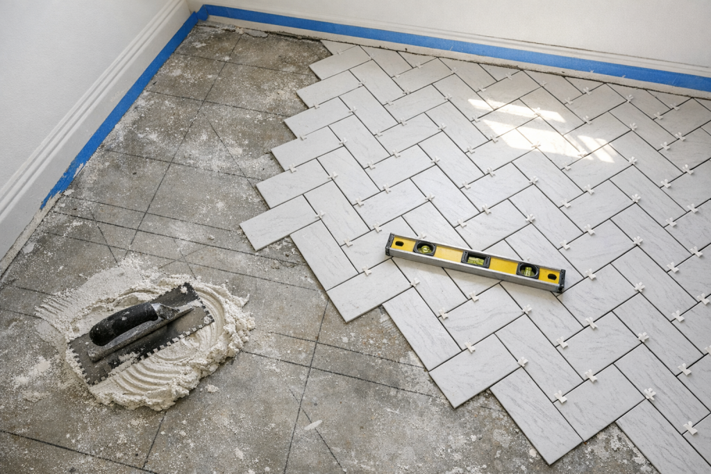 Tile Flooring Installation tile installation richland chambers lake tx in progress